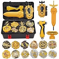 OBEST Bey Battling Top Burst 12 New Gyros Top with 2 Launcher, Arena Toy, Gyro Pocket Box Pro (Gold)