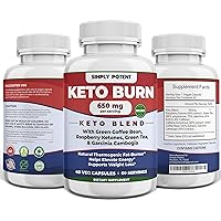 Simply Potent Keto Burn Diet Pills for Weight Loss for Men & Women, Keto Supplement for Ketosis & Focus w Raspberry Ketone, Garcinia Combogia, Green Tea & Coffee, 60 Capsules