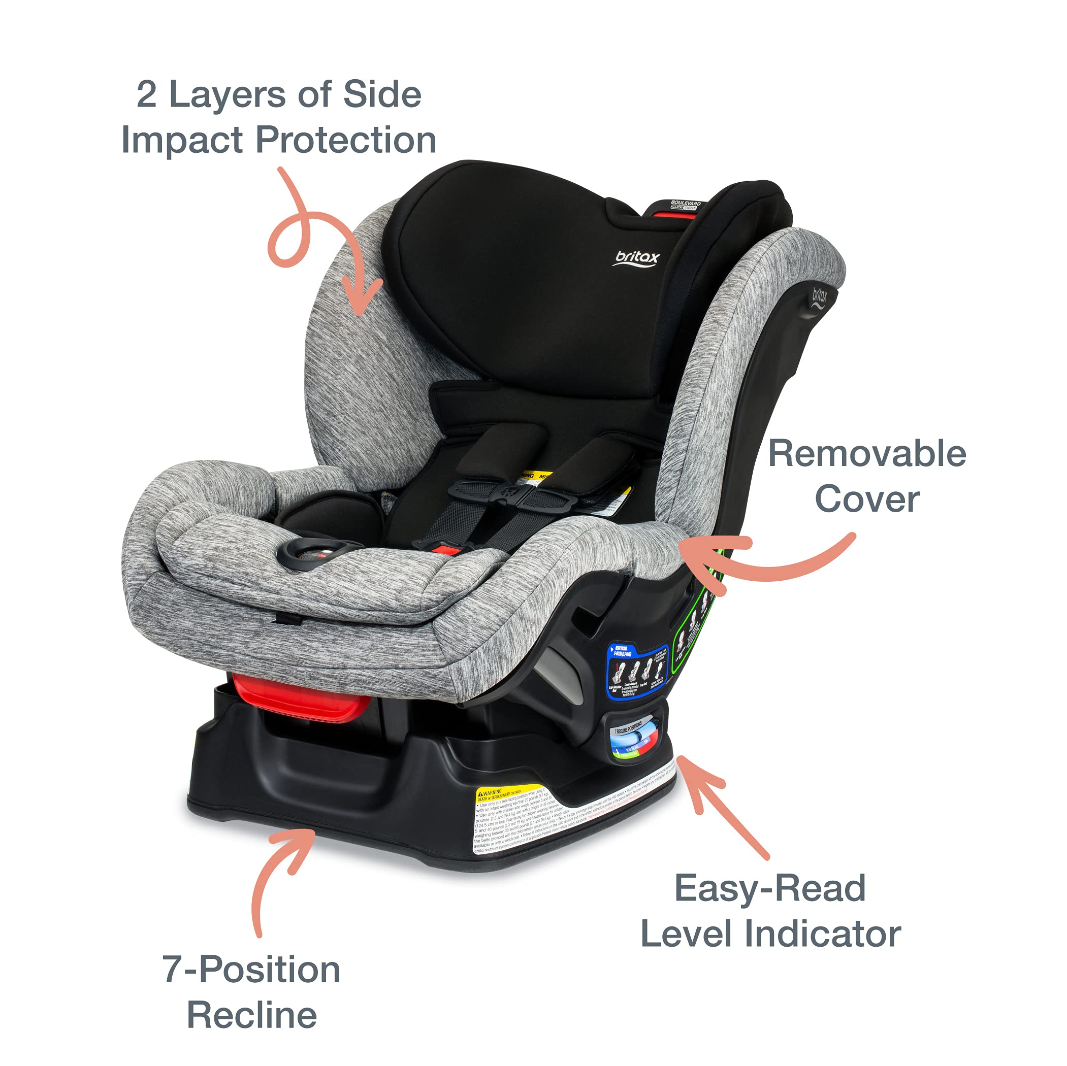 BRITAX Boulevard ClickTight Convertible Car Seat, Spark - Premium, Soft Knit Fabric [Amazon Exclusive]