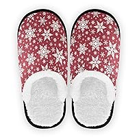 Fuzzy Spa Slippers For Adult Christmas Snowflakes Red Winter Fuzzy Memory Foam Cozy Shoes Slippers Indoor Outdoor Bedroom
