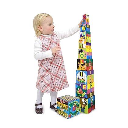 Melissa & Doug Deluxe 10-Piece Alphabet Nesting and Stacking Blocks - Stack And Sort , ABC Learning , Stackable Toys For Toddlers Ages 2+