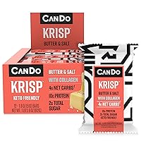 CanDo Krisp - Keto Snack & Keto Bar (12 Pack, Butter & Salt) - Low-Carb Snack, Low-Sugar High Protein Bar - Gluten-Free Crispy, Perfectly Delicious Healthy Meal Replacement - Keto Krisp