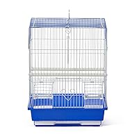 Flat Top Economy Parakeet and Small Bird Cage with White Wire, Blue Plastic Base with Removable Tray