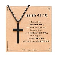 PINKDODO Inspirational Bible Verse Cross Necklace for Men Boys, Stainless Steel Cross Pendant Necklace for Men Son Husband