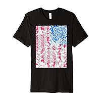 Floral Print Over The American Flag Premium T-Shirt