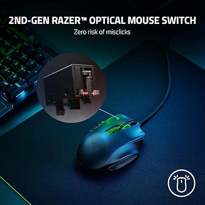 Razer Naga X Wired MMO Gaming Mouse: 18K DPI Optical Sensor - 2nd-gen Optical Switch - Chroma RGB Lighting - 16 Programmable Buttons - 85g - Classic Black