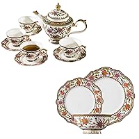 ACMLIFE Bone China Tea Set for 4 Adults, Fine China Dinnerware Sets for 4, 12-Piece Chip Resistant Dinnerware Sets