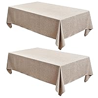Fitable Faux Linen Tablecloths 2 Pack, Faux Burlap Fabric Table Clothes for Rectangle Tables, Rustic Table Covers for Kitchen Dining, Party, Farmhouse (Nature, 54 x 78 Inch)