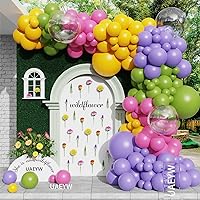 UAEYW WildFlower Balloon Arch Garland Kit 148Pcs Hot Pink Green Yellow Purple Rainbow Balloons for Little Wildflower Baby in Bloom Spring Floral Daisy Boho Baby Shower Birthday Decorations
