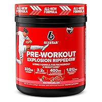 Six Star Pre-Workout Explosion Ripped 2.0 Watermelon - Endurance Powder with Caffeine, Beta-Alanine, Lactic Acid Buffer, Electrolyte Recovery, C. canephora Robusta for Weight Loss - 30 Servings