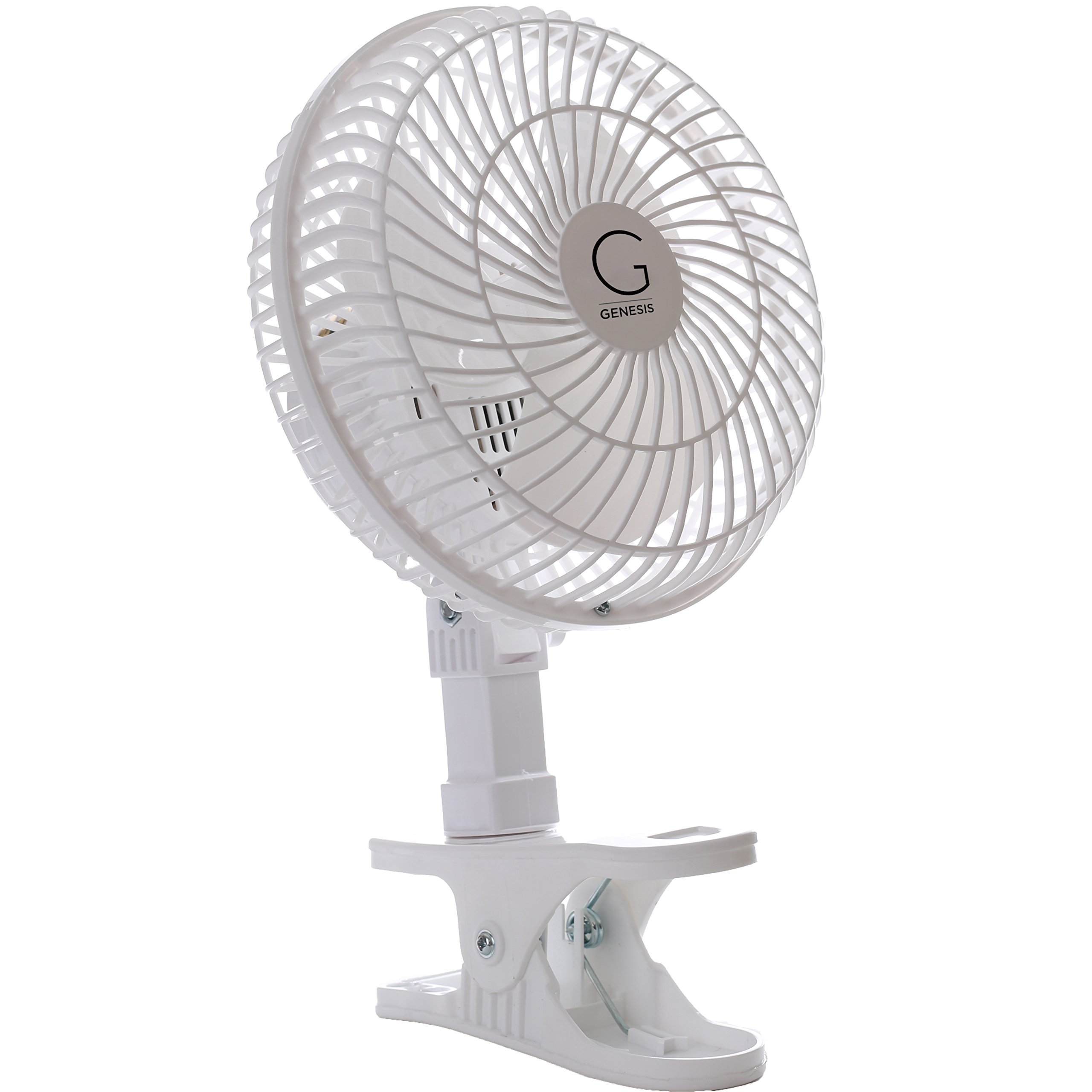 Genesis 6-Inch Clip Convertible Table-Top & Clip Fan Two Quiet Speeds - Ideal For The Home, Office, Dorm, More White