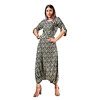 Elina fashion Indian Stitched Kurti for Womens | Readymade Jumpsuit Style Rayon Printed Kurtis Kurta