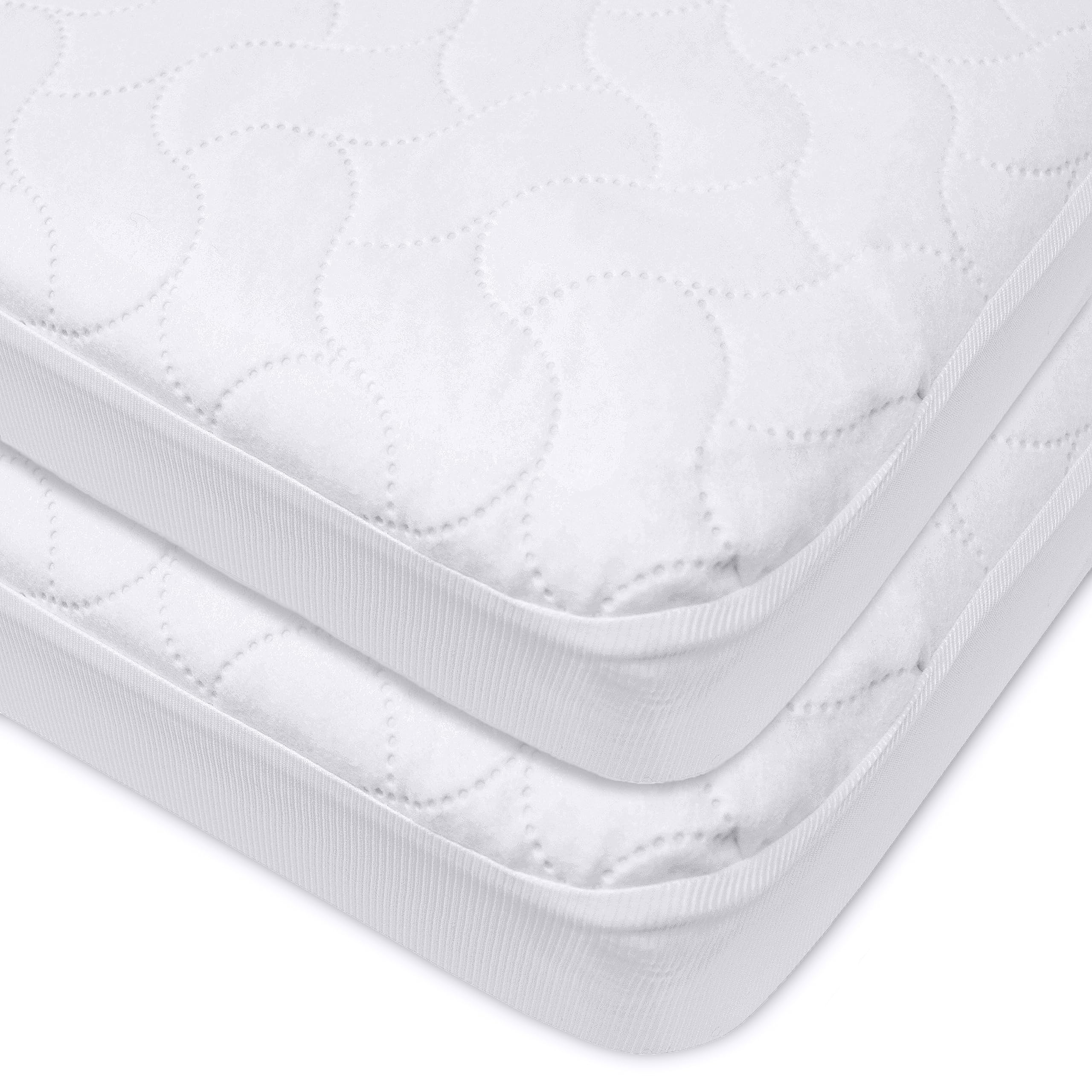 American Baby Company Waterproof Fitted Quilted Crib and Toddler Protective Pad Cover, White (Pack of 2), for Boys and Girls