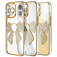Case for iPhone 14 Pro Glitter Case with Camera Lens Protector Slim TPU Shiny Rhinestone Bling Sparkling Diamond Cover Case for iPhone 14 Pro 6.1 inch, Gold KDL