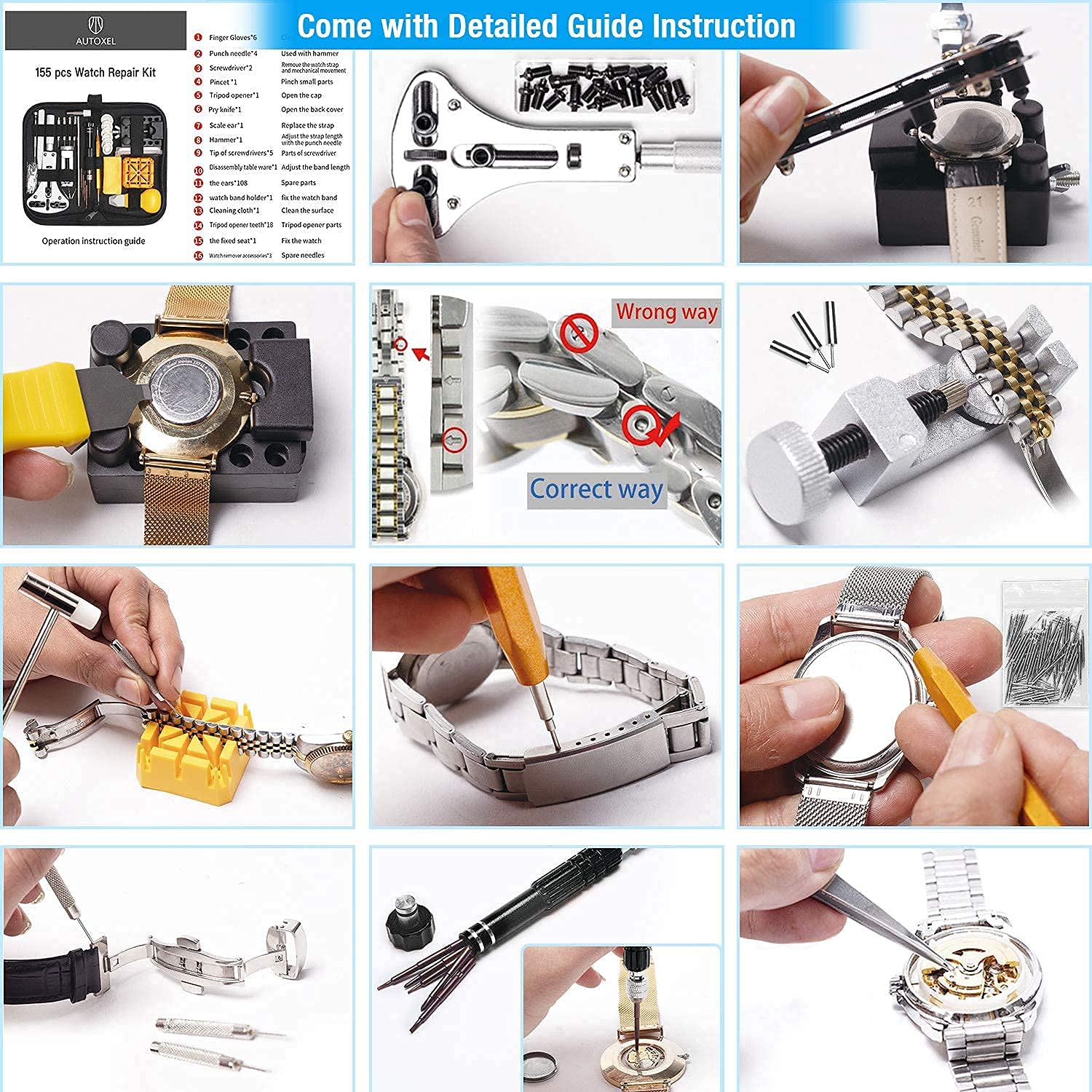 BYNIIUR Watch Repair Kit & 88 Pcs Trim Removal Tool