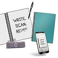 Rocketbook Smart Reusable Notebook, Fusion Plus Executive Size Spiral Notebook & Planner, Neptune Teal, (6