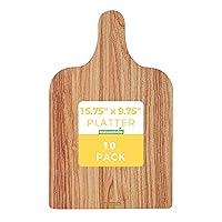 Cater Tek 15.8 x 9.8 Inch Charcuterie Boards 10 Faux Wood Cheese Boards - WIth Handle Stackable Paper Cardboard Charcuterie Boards Disposable For Serving At Catered Events