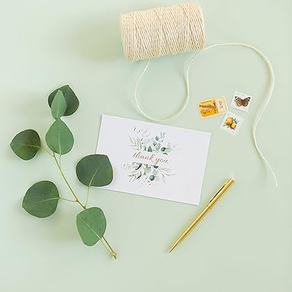 Eucalyptus Wedding Thank You Cards with Envelopes, Pack of 48 Thank You Cards Bulk, 4x6, Blank Thank You Cards Business, Thank You Notes for Bridal Shower, Baby Shower, Engagement Party, Tarjetas de Matrimonio