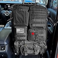 Molle Car Seat Back Organizer Tactical Seat Back Organizer with 5 Molle Pouch, Medical Pouch Admin Pouch Drawstring Dump Pouch EDC Pouch Tactical Fanny Pack Molle Panel Accessories