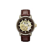 Relic by Fossil Men's Damon Gold Stainless Steel and Brown Croco Leather Band Automatic Watch (Model: ZR77224)