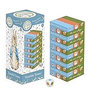 Beatrix Potter - Peter Rabbit - Tumble Tower Game - Wooden Set with Dice - Fun for Kid's to Learn Hand and Eye Coordination