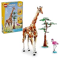 Creator 3 in 1 Wild Safari Animals, Rebuilds into 3 Different Safari Animal Figures - Giraffe Toy, Gazelle Toy or Lion Toy, Nature Toy, Building Set for Kids Ages 9 Years Old and Up, 31150