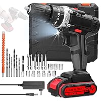 Electric Drill Household 3in1 Multifuctional Electric Drill Handheld Lithium Screwdriver 21V Impact Drill Brushed Motor 2 Speeds Control Stepless Speed Regulation Rotation Ways Adjustment 25 G..