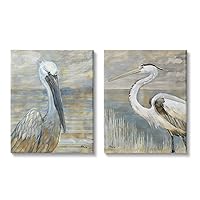 Sea Birds Abstract Beach 2pc Set Canvas Wall Art, Design by Paul Brent, Gallery Wrapped Canvas, 16 x 20
