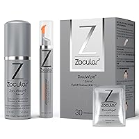 Zocuwipe Eyelid Wipes Eyelid Cleanser and Moisturizer Pads 30ct + Zocufill Elixir Eye Gel and Face Serum + Zocufoam Cleanser Bundle