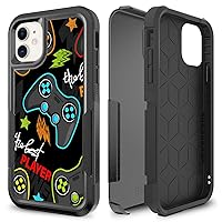 Case for iPhone 11, Gaming Controller Video Game Player Pattern Shock-Absorption Hard PC and Inner Silicone Hybrid Dual Layer Armor Defender Case for iPhone 11