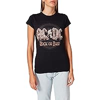 AC/DC T Shirt Rock Or Bust Band Logo Official Womens Junior Fit Black