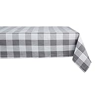 DII Buffalo Check Collection, Classic Farmhouse Tablecloth, Tablecloth, 60x104, Gray & White