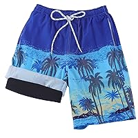 TCHH-DayUp Boys Swim Trunks with Boxer Brief Liner Swim Shorts Size 7-16 Years