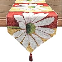 Tache Home Fashion DB9046TR-13X48 Colorful Red & Yellow Daisy Flower Loves Me Not Tapestry Table Runner 48 Inch