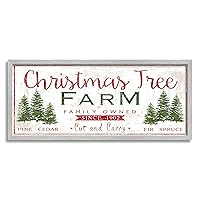 Stupell Industries Vintage Christmas Tree Farm Sign Green Pine Forest, Designed by P.S Gray Framed Wall Art, 13 x 30, Red