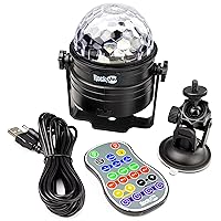 RockJam Rechargeable Wireless Party Lights 6Watt LED Sound Activated Disco Ball with Remote Control