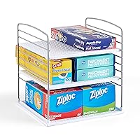 YouCopia UpSpace Cabinet Box Organizer, Adjustable Kitchen and Pantry Shelf for Plastic Wrap and Foil Storage, Extra Large, White