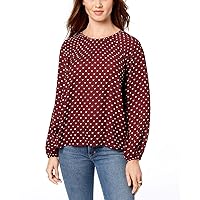 Womens Heart-Print Pullover Blouse