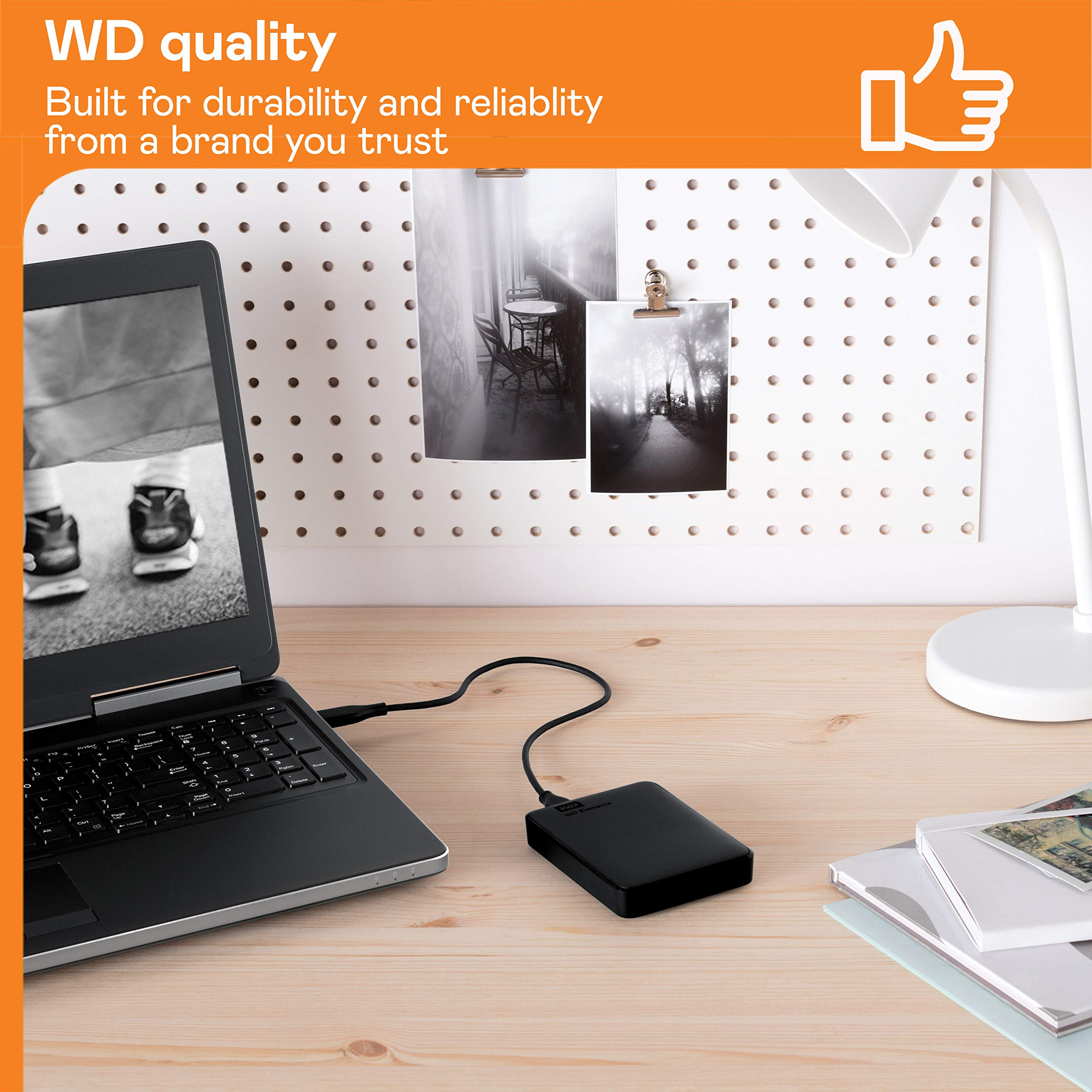 WD 1TB Elements Portable HDD, External Hard Drive, USB 3.0 for PC & Mac, Plug and Play Ready - WDBUZG0010BBK-WESN, Black