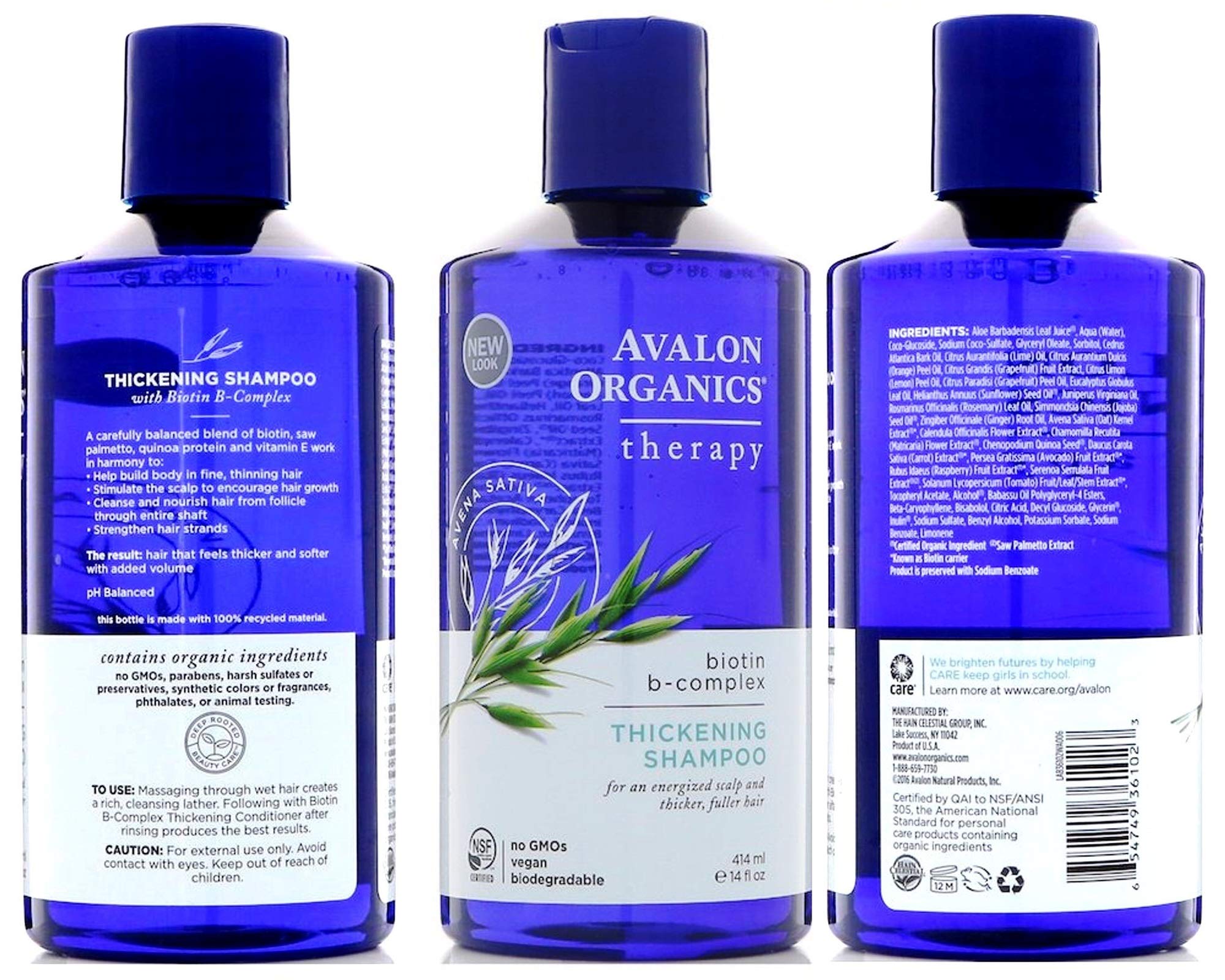 Avalon Organics, Thickening Shampoo, Biotin B-Complex Therapy, 14 fl oz (414 ml)