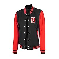 Decrum Varsity Jacket for Woman – Trendy Highschool Bomber Style Baseball Letterman Jacket Woman