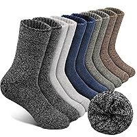 Wool Socks Mens, Winter Thermal Socks for Men, Soft Crew Hiking Socks Warm Mens Socks fit US 7-13(5 Pairs)