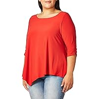 Star Vixen Women's Vintage Hanky Hem Top, Elbow Sleeve with Cinch Detail