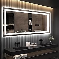 IOWVOE LED Mirror for Bathroom 110 x 40 Inch, Lighted Vanity Mirror with Lights for Wall with Anti Fog, Stepless Dimmable, Memory Function (Backlit + Front Lights