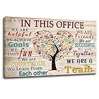 WHAOMIOT In This Office We Are A Team Inspirational Wall Art Positive Modern Decor Poster Canvas Print 24x16 Inch Frame Ready To Hang, Framed 24×16 Inch