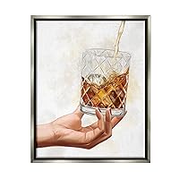 Pouring Liqueur Glass Beverage Floating Framed Wall Art, Design by Ziwei Li