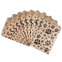 N'icePackaging 100 Bags/Pack of our Decorative Flat Paper Gift Bags - Paw-Print Pattern on Brown or White Kraft Bags - for Sales/Treats/Parties Cookies/Gifts (Kraft, 5