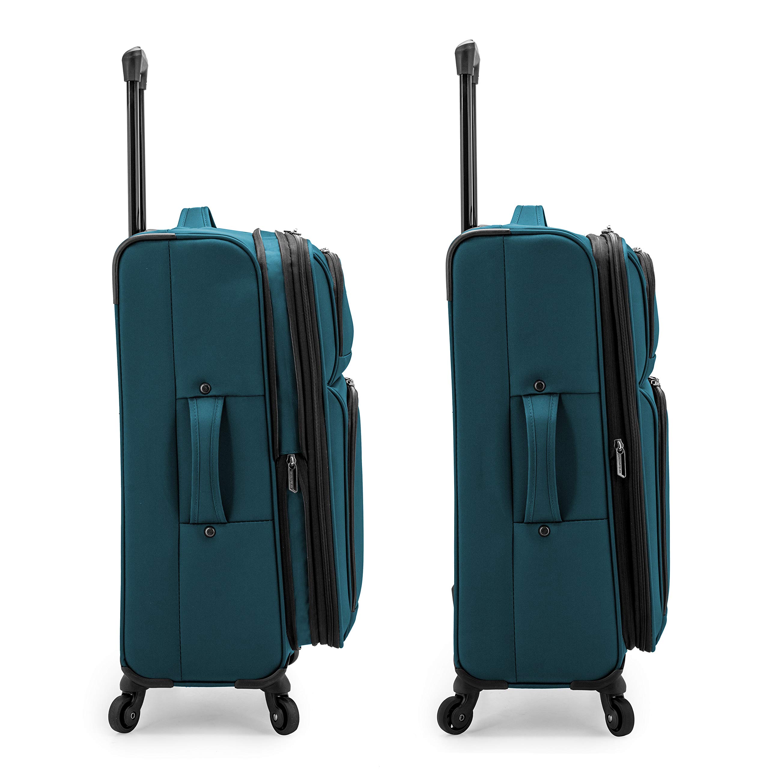 U.S. Traveler Anzio Softside Expandable Spinner Luggage, Teal, Checked-Medium 26-Inch