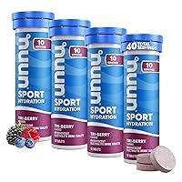 Nuun Sport: Electrolyte Drink Tablets, Tri-Berry,10 Count (Pack of 4)