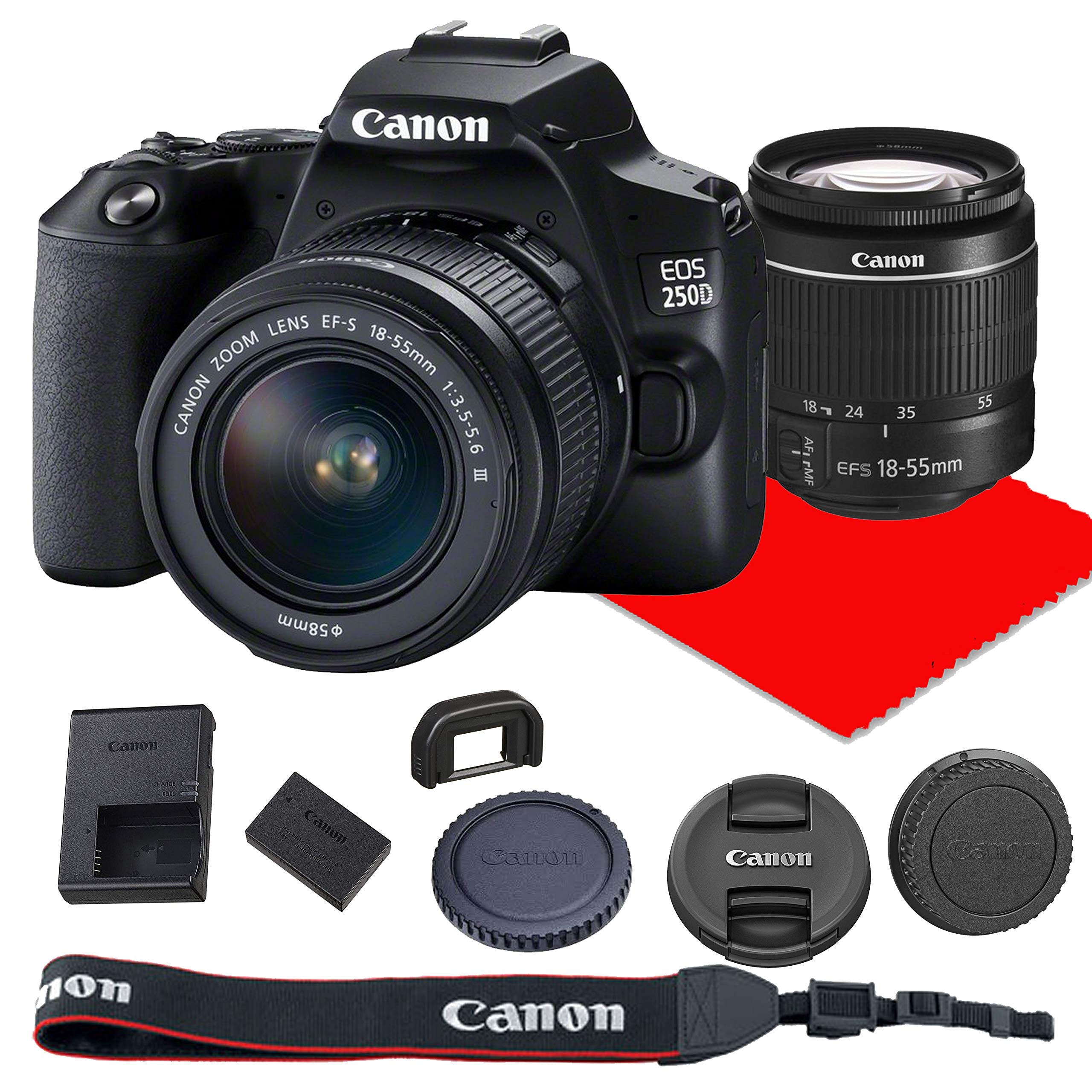 Canon EOS 250D / Rebel SL3 DSLR Camera w/ 18-55mm F/3.5-5.6 III Lens (Renewed)
